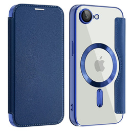 Pattintható tok a iPhone 16E, RFID Wallet MagSafe CamShield, sötétkék