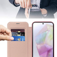 Pántos tok Samsung Galaxy A17 5G, RFID pénztárca, MagSafe, átlátszó / rózsaszín