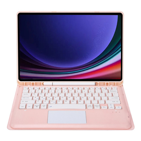 Tok + billentyűzet Samsung Galaxy Tab S9+, Leather Pen Slot TouchPad, rózsaszín rose gold