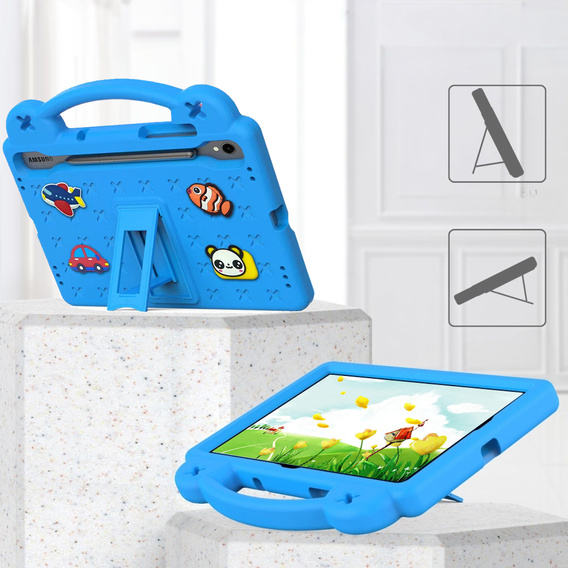 Gyermek tok Samsung Galaxy Tab S10 Lite / S10 FE / S9 FE, Cute Patterns, állvánnyal, kék