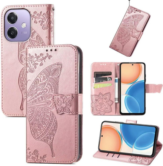 Pattintható tok a Oppo A40 / Oppo A40m, Butterfly, rózsaszín rose gold