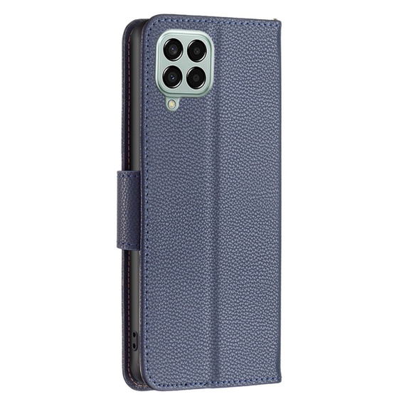 Pattintható tok a Samsung Galaxy M33 5G, Wallet Litchi Magnet, sötétkék