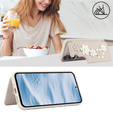 Tok Samsung Galaxy A55 5G, Leather Flower Card Slot, bézs színű
