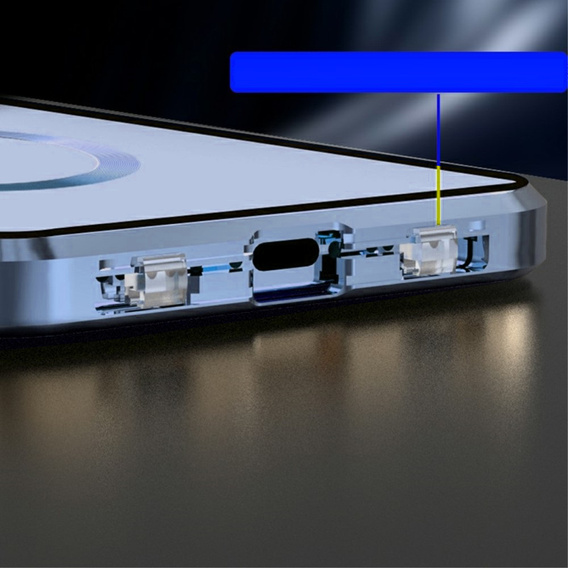 Magnetic Dual Glass MagSafe tok iPhone 15 Pro Max, kék