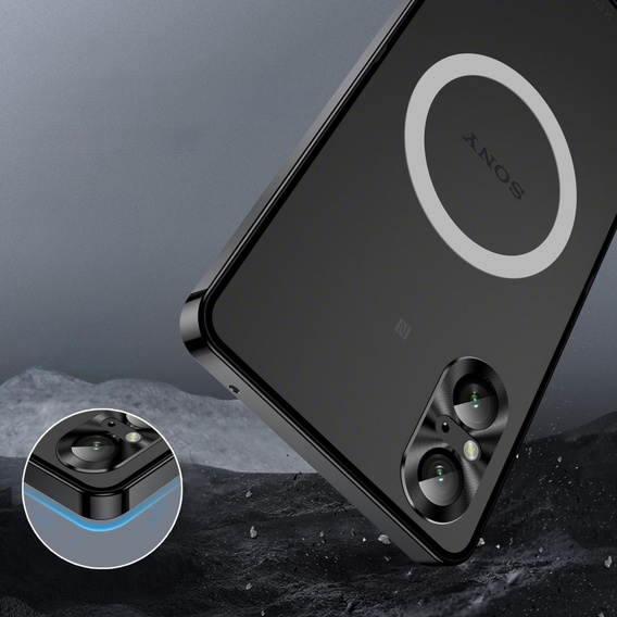 Kameravédő tok Sony Xperia 5 V, CamShield MagSafe, átlátszó / fekete