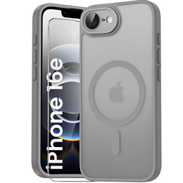 Tok iPhone 16E-hoz, MagSafe, ERBORD Matt Case, titánium szürke + képernyőüveg