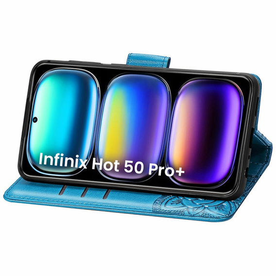 Pattintható tok a Infinix Hot 50 Pro+ 4G, Butterfly, kék
