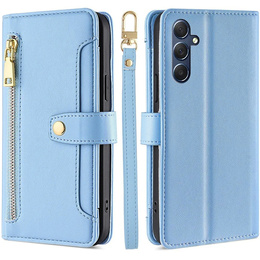 Pattintható tok a Samsung Galaxy S24 FE, Wallet Zipper Pocket, kék