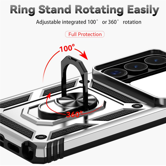 Páncélozott tok állvánnyal és lencsefedéllel a Samsung Galaxy S26 Ultra készülékhez