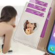 Flip tok Honor Magic 6 Lite 5G, Wallet Zipper Pocket, tükörrel, fehér
