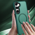 Tok Samsung Galaxy S21 FE-hoz, MagSafe, ERBORD Matt Case, zöld + képernyőüveg