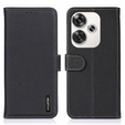 KHAZNEH RFID tok Xiaomi Poco F6, Litchi textúra, fekete