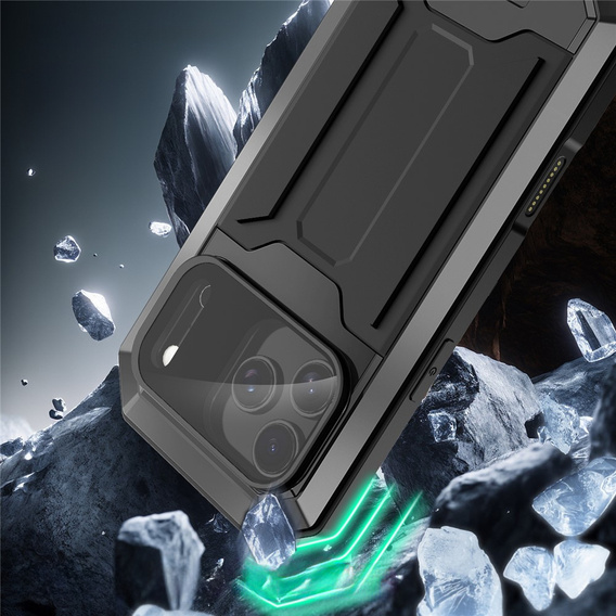 R-JUST páncélozott tok képernyővédővel és állvánnyal iPhone 17 Pro Max készülékhez