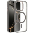 Tok iPhone 16 Pro Max-hoz, MagSafe, ERBORD Matt Case, átlátszó / titánium + képernyőüveg