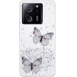 Tok Xiaomi 13T / 13T Pro / Redmi K60 Ultra, Glitter Butterfly, fehér