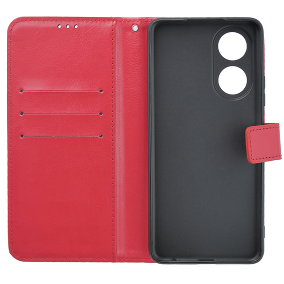Pattintható tok a Oppo A58 4G, Crazy Horse Wallet, piros