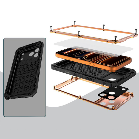 IP68 vízálló tok iPhone 17 Pro Max készülékhez, narancssárga