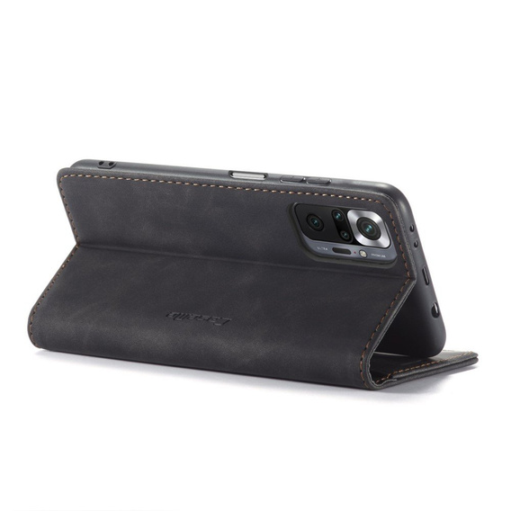 CASEME tok Xiaomi Redmi Note 10 Pro, Leather Wallet Case, fekete