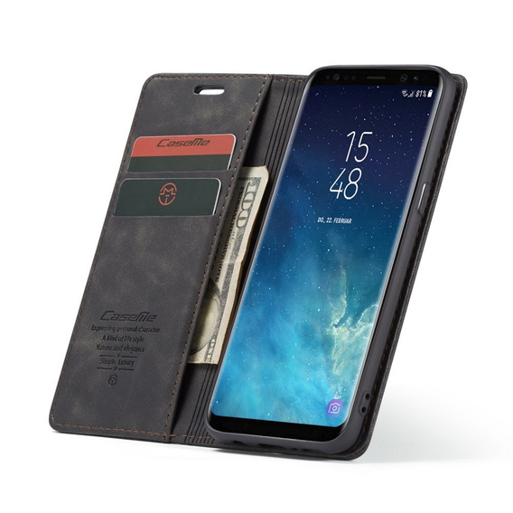 CASEME tok Samsung Galaxy S8, Leather Wallet Case, fekete
