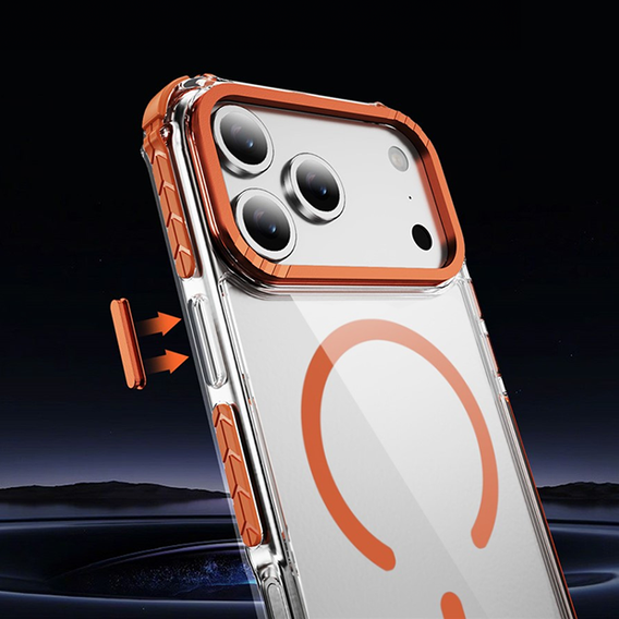 Páncélozott tok MagSafe átlátszó, narancssárga oldallal iPhone 17 Pro készülékhez