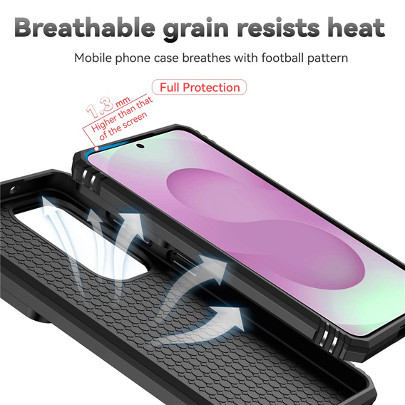 Páncélozott tok állvánnyal és objektívvédővel Samsung Galaxy S26-hoz, fekete