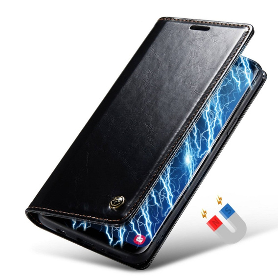 CASEME flip tok Samsung Galaxy S9+ Plus, Waxy Textured, fekete