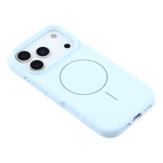 Szilikon tok iPhone 17 Pro Max készülékhez, MagSafe, ütésgátló, kék