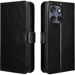 Pattintható tok a Motorola Edge 50 Neo / Motorola ThinkPhone 25, Crazy Horse Wallet, fekete