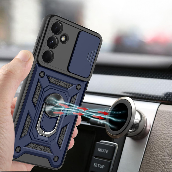 Páncélozott tok Samsung Galaxy A56, CamShield Slide, kék + edzett üveg 9H