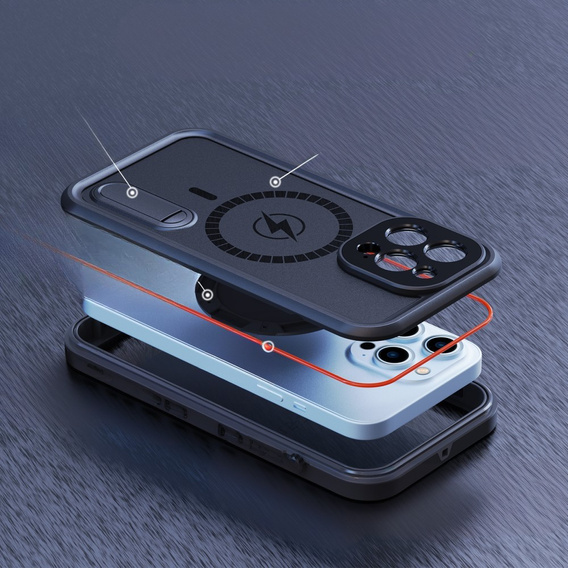 Vízálló tok iPhone 13 Pro, Redpepper, MagSafe-hoz, fekete