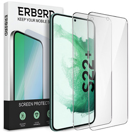 2x edzett üveg a Samsung Galaxy S22+ Plus, ERBORD 9H Hard Glass a képernyőn
