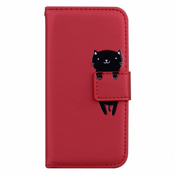 Pattintható tok a Xiaomi Redmi Note 8 Pro, Wallet Cat, piros
