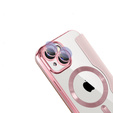 Pattintható tok a iPhone 15, RFID Wallet MagSafe CamShield, rózsaszín