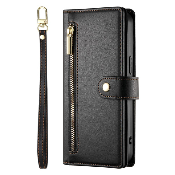 Wallet Zipper Pocket flip tok Samsung Galaxy A17 5G, Wallet Zipper Pocket, fekete