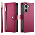 Pattintható tok a Xiaomi Poco X7 Pro 5G, Wallet Zipper Pocket, piros