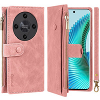 Pattintható tok a Honor Magic 6 Lite 5G, Wallet Zipper Pocket, rózsaszín