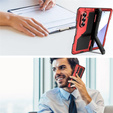 Páncélozott tok Samsung Galaxy Z Fold6 5G készülékhez, alumínium, állvánnyal és tolltartóval, fekete