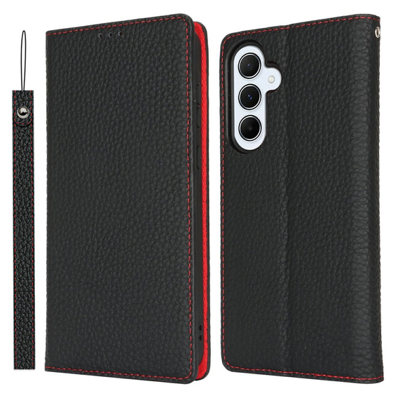 Pattintható tok a Samsung Galaxy S25, Litchi Skin Grain, fekete