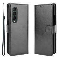 Pattintható tok a Samsung Galaxy Z Fold3 5G, Crazy Horse Wallet, fekete