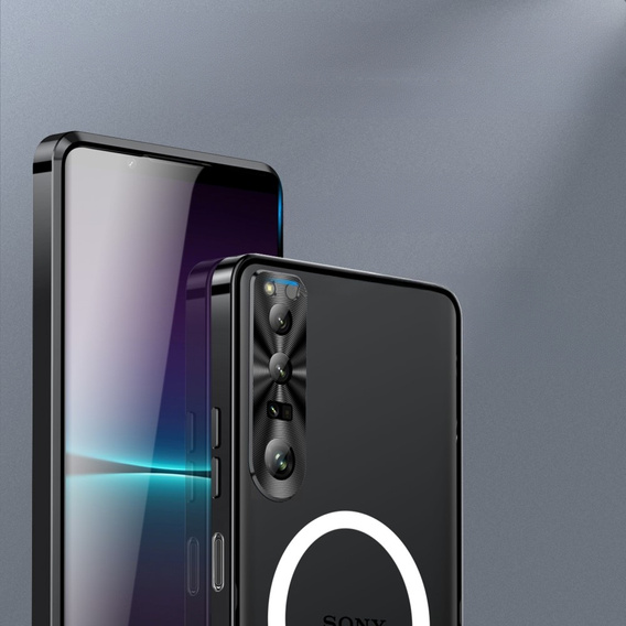 Kameravédő tok Sony Xperia 1 V, CamShield MagSafe, átlátszó / fekete