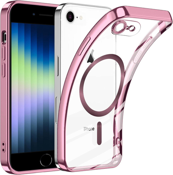 Tok iPhone 7 / 8-hoz, Electro MagSafe, rózsaszín + üveg a képernyőhöz