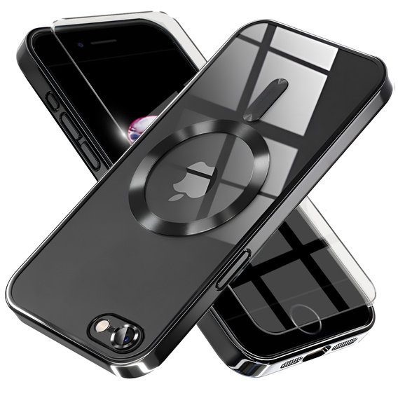 Tok iPhone 7 / 8-hoz, Electro MagSafe, fekete + üveg a képernyőhöz