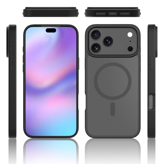 Matt tok iPhone 17 Pro Max készülékhez, MagSafe-hoz, áttetsző fekete