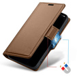 Tok Xiaomi Redmi Note 13 Pro+, ERBORD Glossy Litchi, pénztárca patenttal, barna