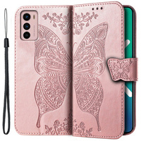 Pattintható tok a Motorola Moto G42 4G, Butterfly, rózsaszín rose gold