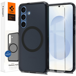 MagSafe Spigen tok Samsung Galaxy S25, Ultra Hybrid, átlátszó / fekete + 9H edzett üveg