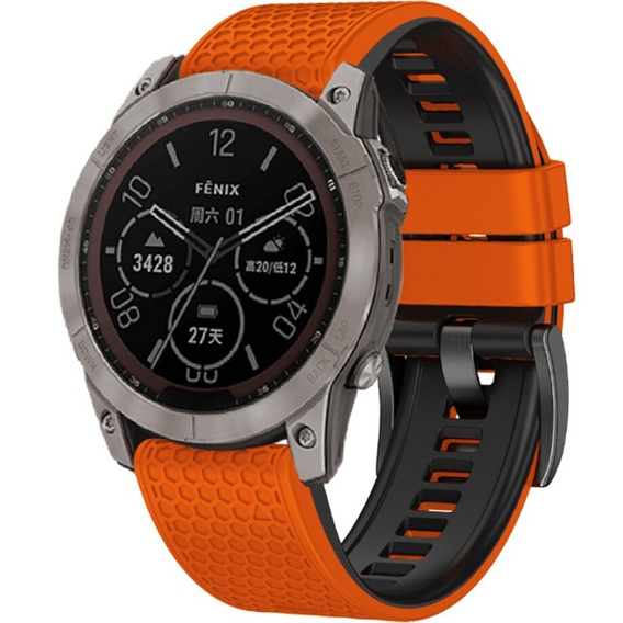 Szilikon pánt Garmin Fenix 7 / Forerunner 965 / 955 / 945 / 935, narancssárga / fekete