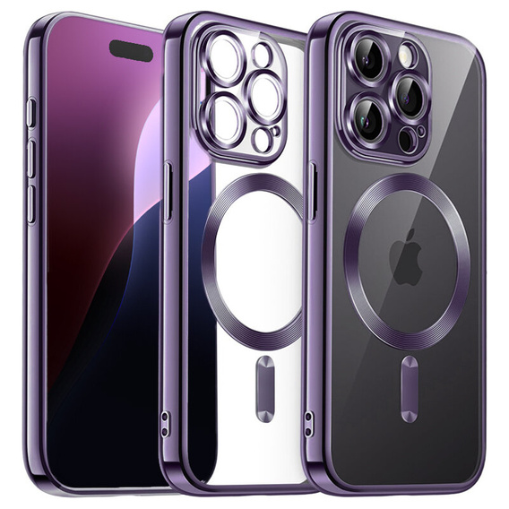 Tok iPhone 16 Pro Max-hoz, Electro MagSafe, lila + üveg a képernyőhöz