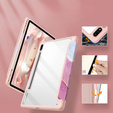 Tok Samsung Galaxy Tab S10 Lite / S10 FE / S9 FE, Smartcase Hybrid, tolltartó résszel, Marble rózsaszín