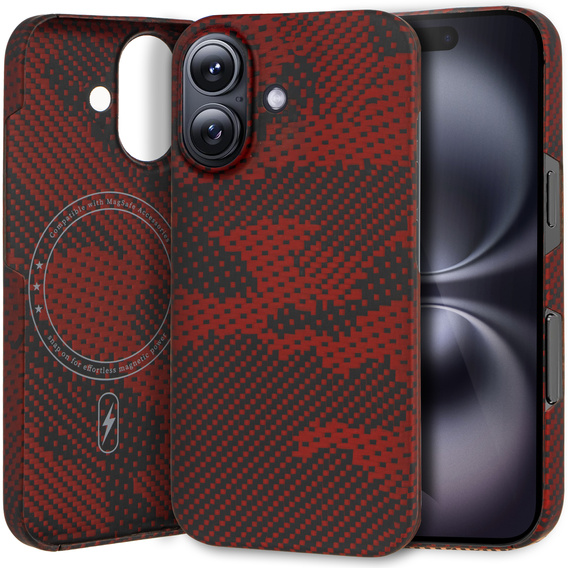 Tok iPhone 16 Plus hoz, Aramid Fiber MagSafe, piros